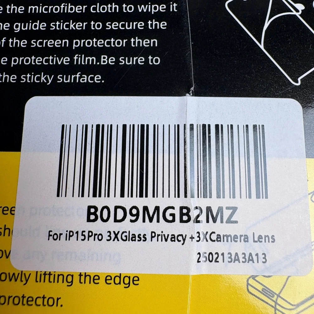 NEW'C iPhone 15 Pro Privacy Screen Protector 3 Pack with 3 Camera Lens Protector